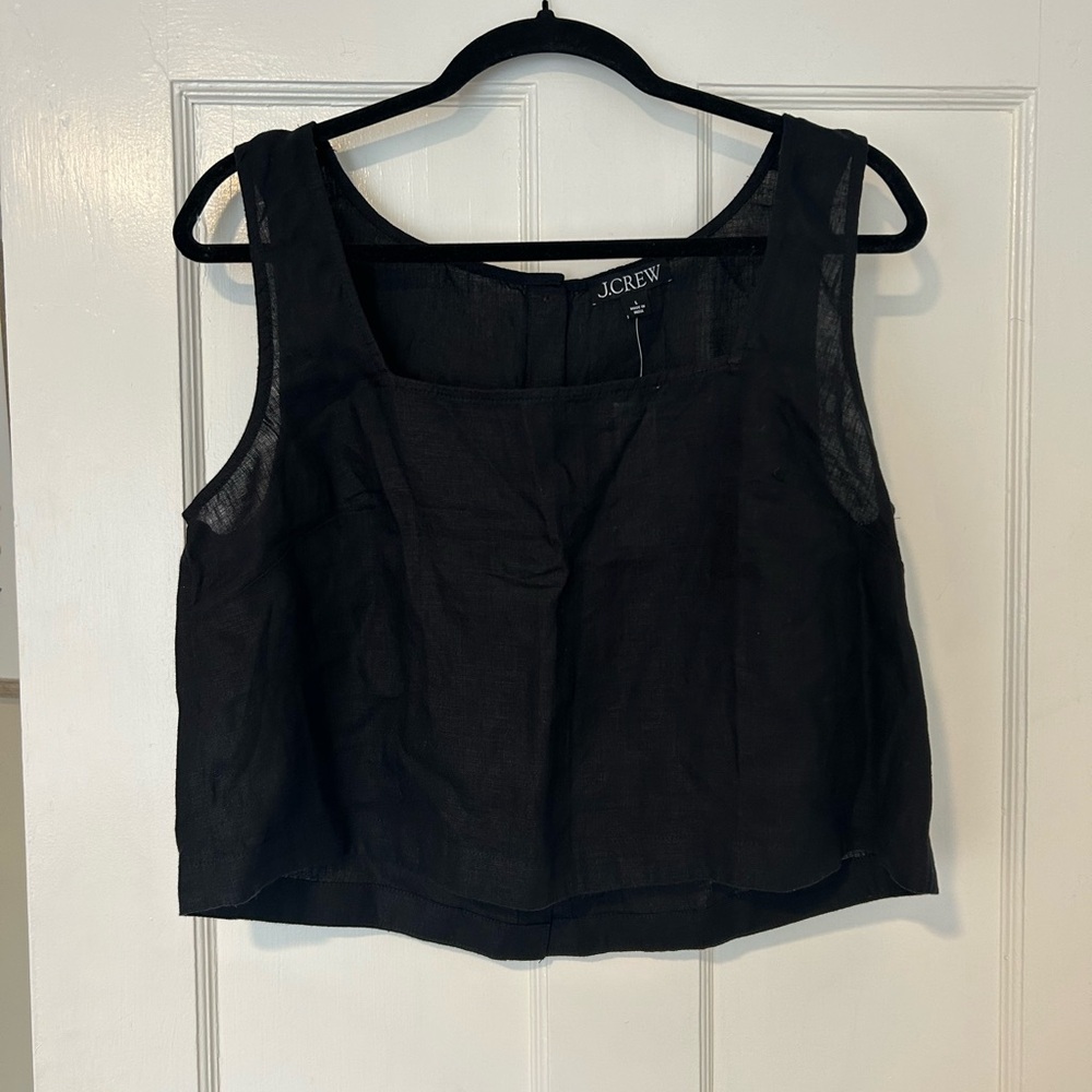 J. Crew Squareneck button-back top Linen